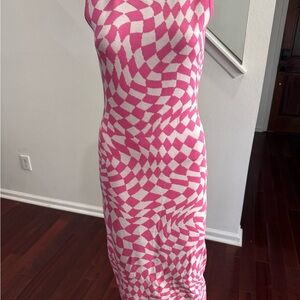 Fashion Nova Pink Geometric Bodycon Midi Dress size M